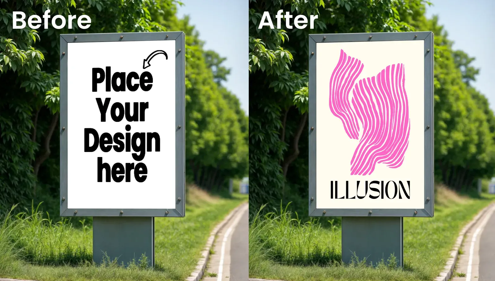 Roadside Billboard Mockup In A Bright Setting