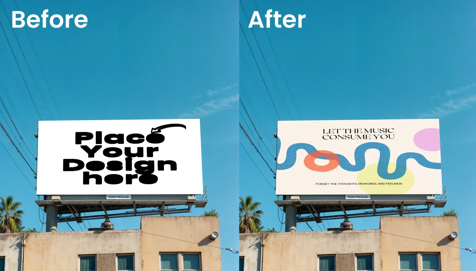 Rooftop Billboard Mockup Against A Clear Sky