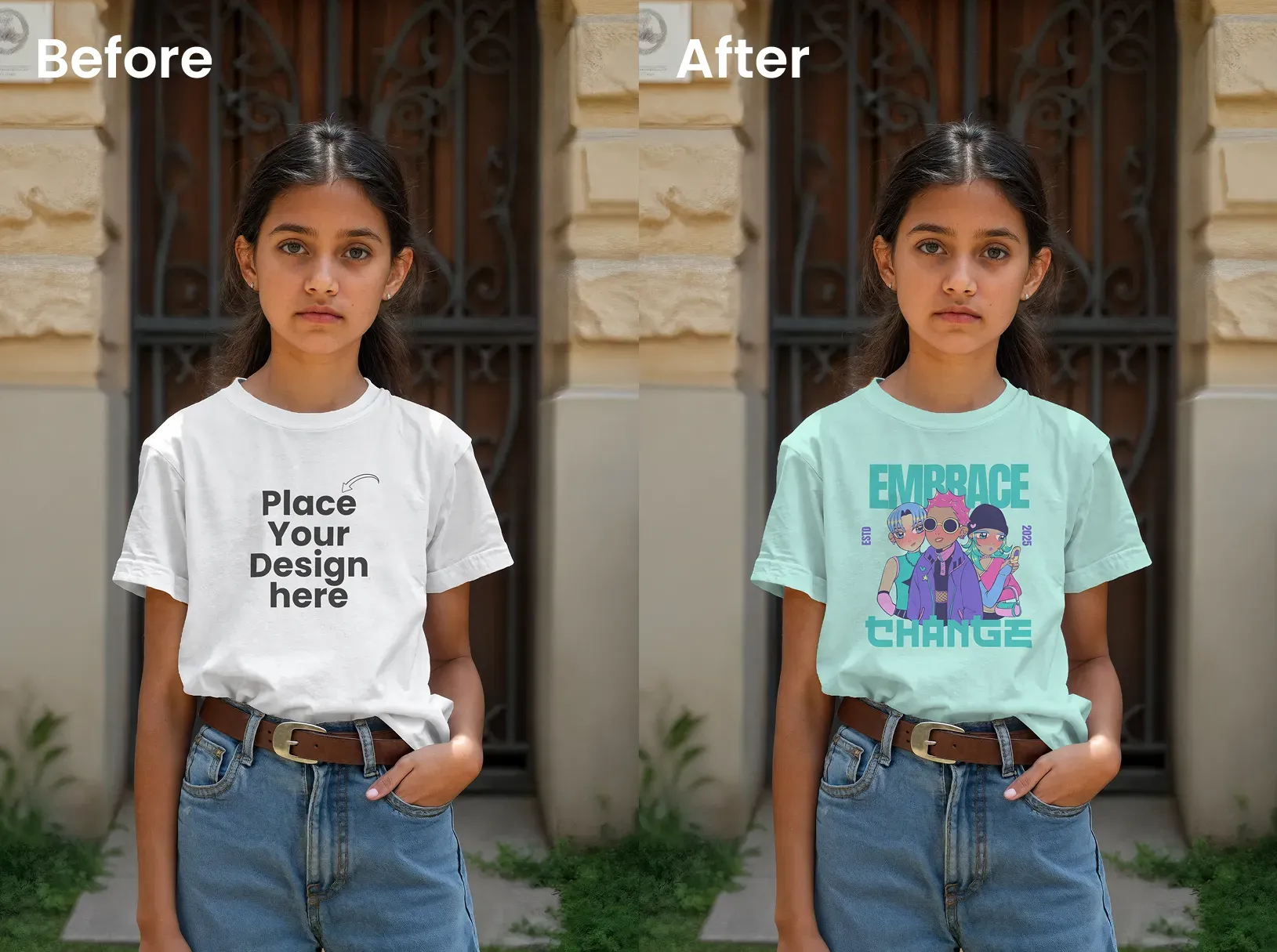 T-shirt mockup featuring a child