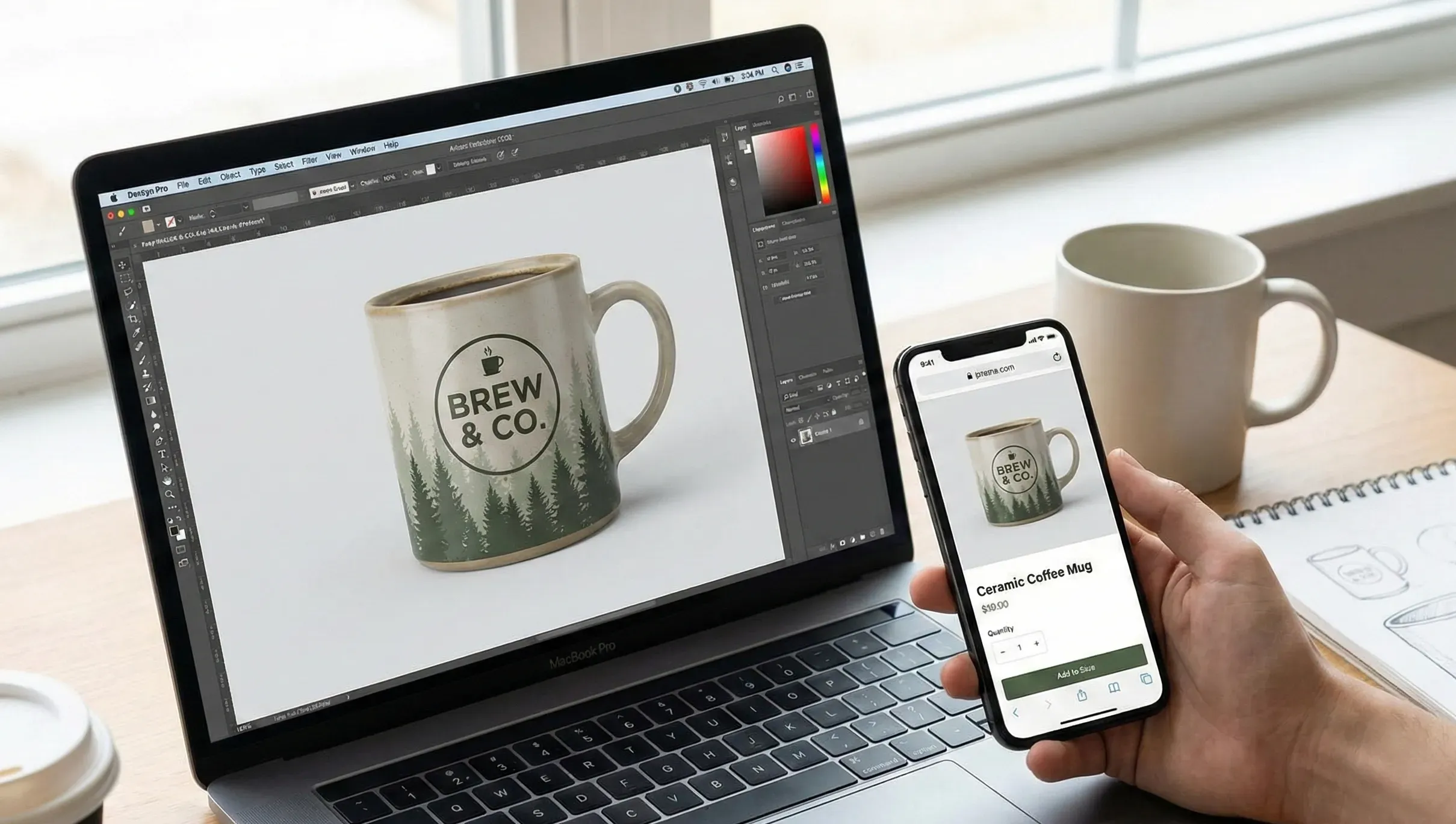Test mug mockup before publishing