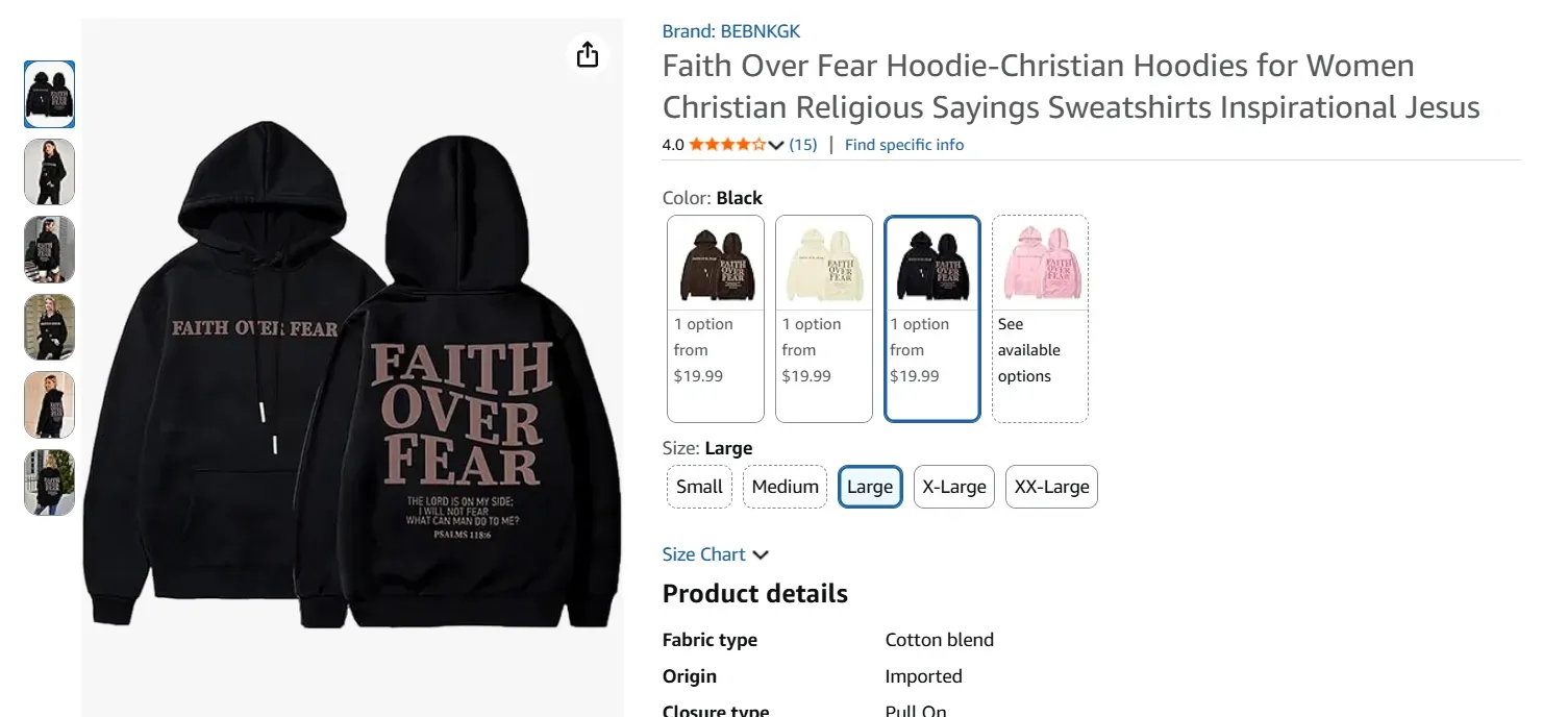 Strong typography hoodies on Amazon