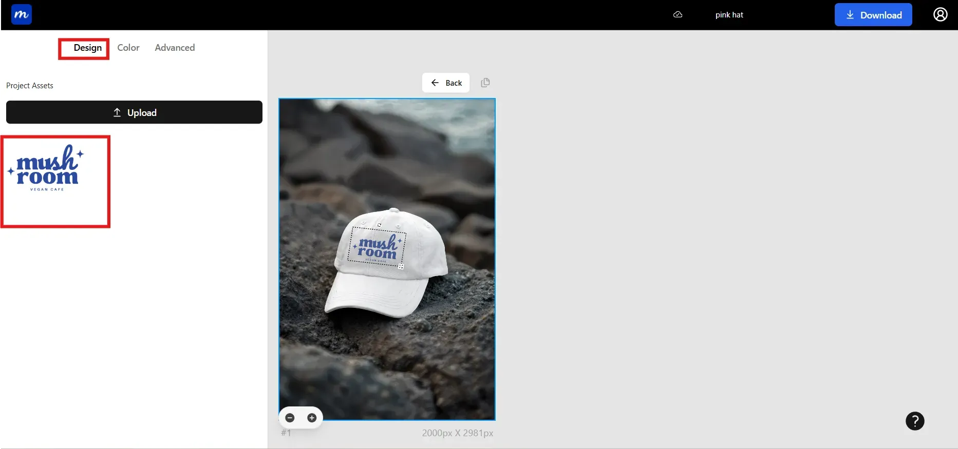 upload a hat design