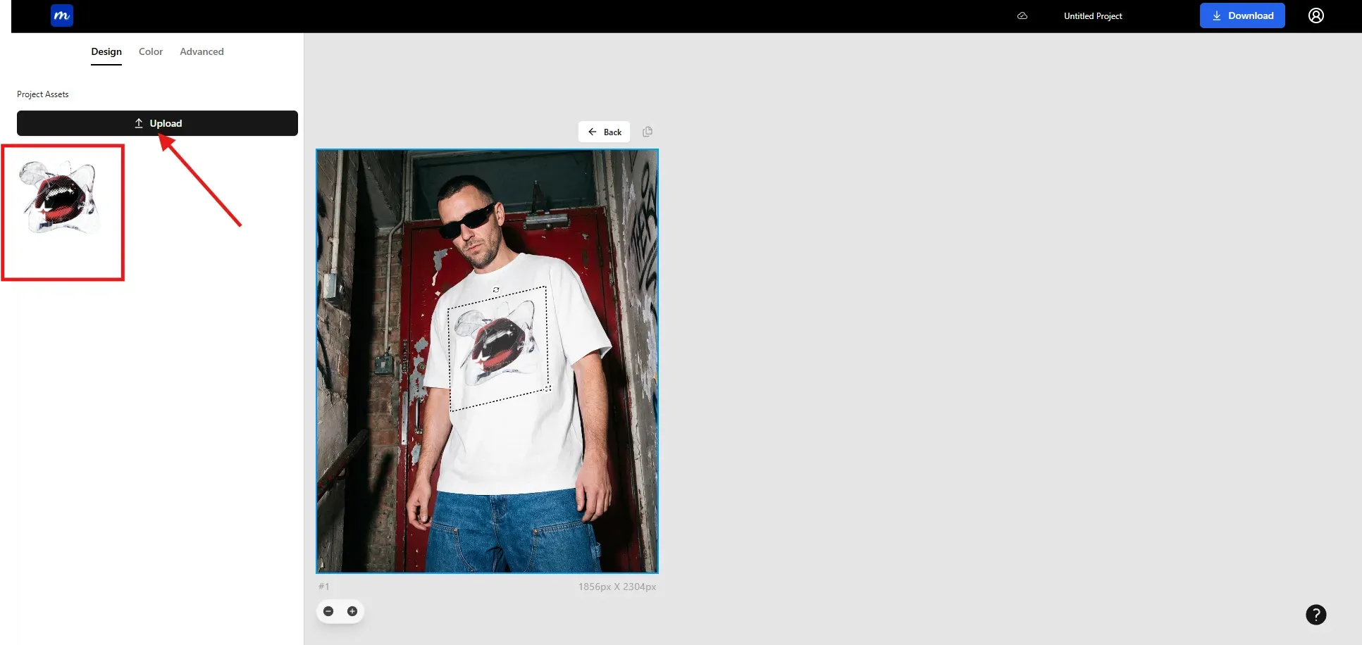 Upload a t-shirt design on Modor