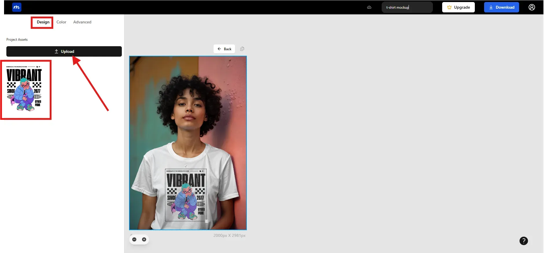 upload a t shirt design