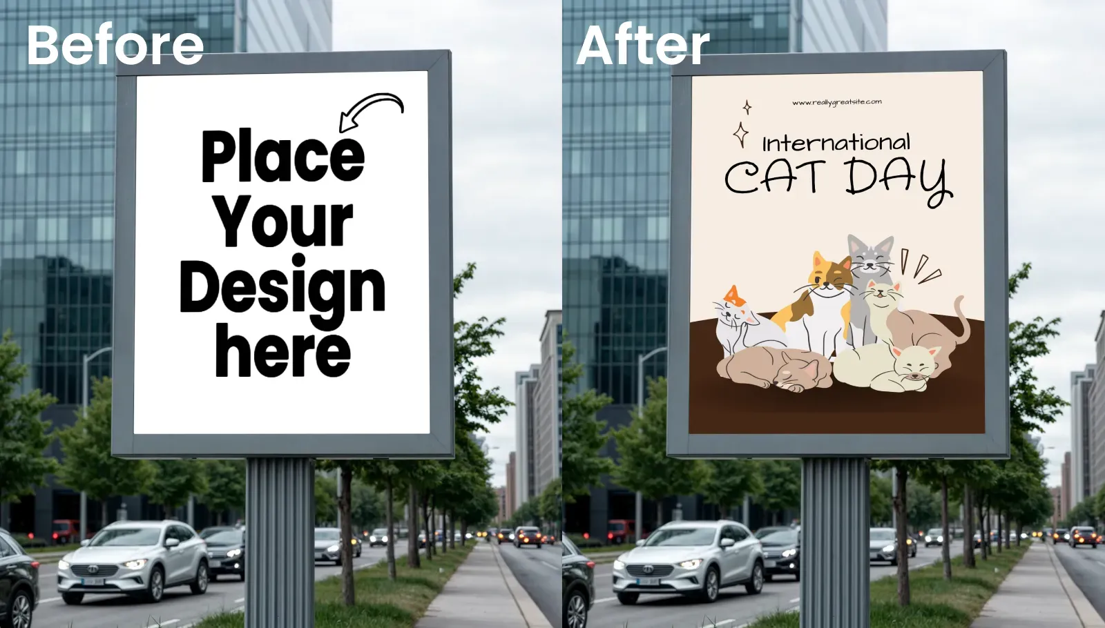 Urban Street Billboard Mockup In Daylight Setting