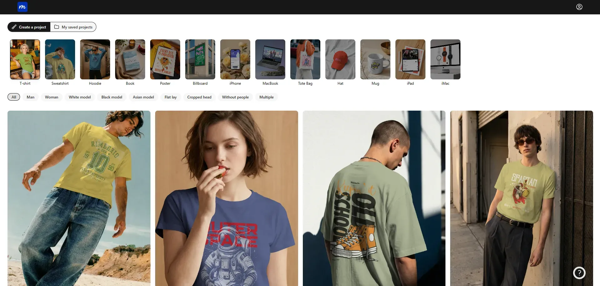 T-shirt mockups on Modor